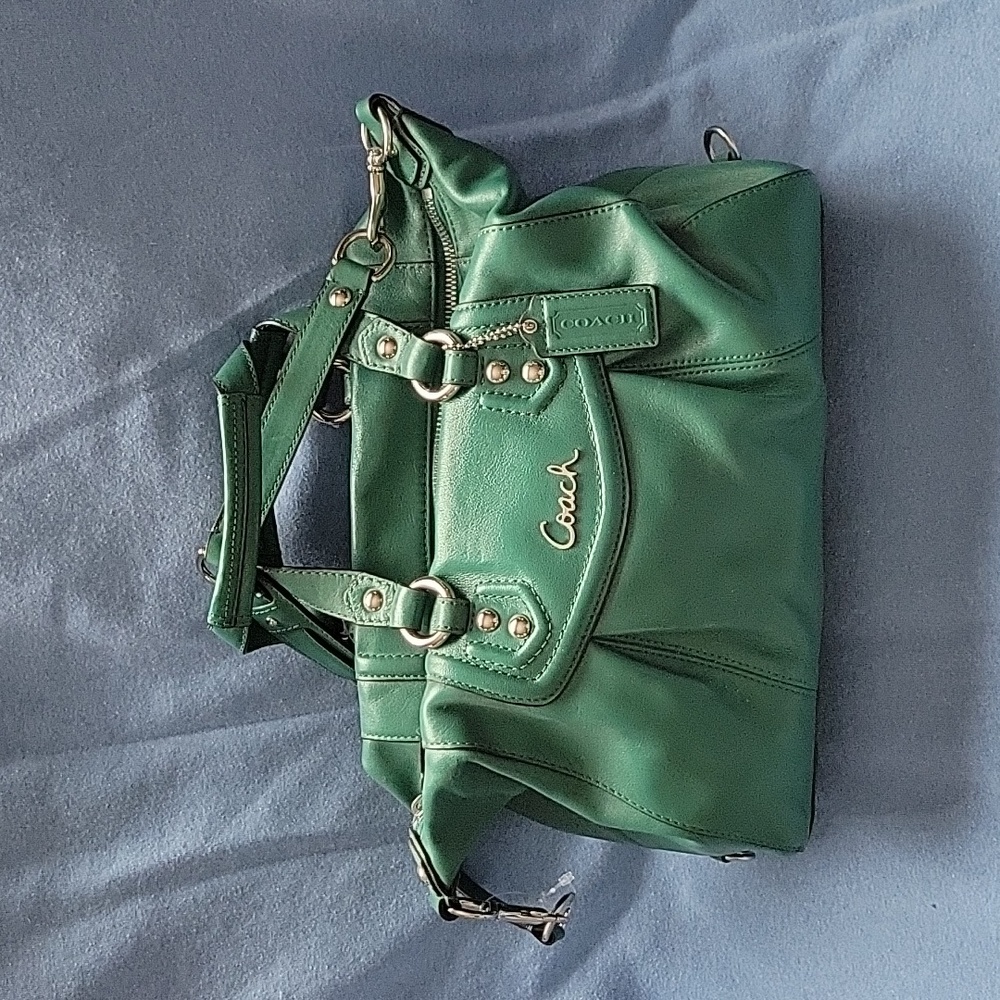 Coach bag satchel green blue NWT